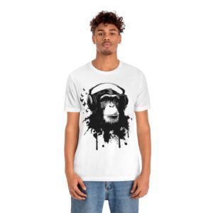 "Monkey with Headphones" White T-Shirt