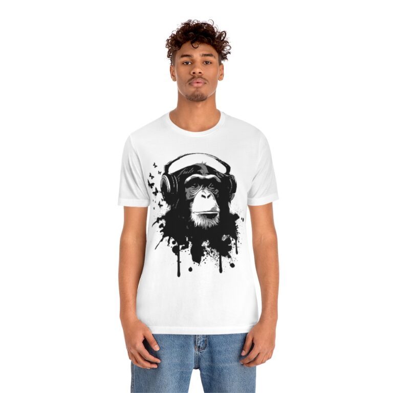 "Monkey with Headphones" White T-Shirt