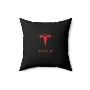 Tesla Faux Suede Pillow - Black/Red