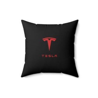Tesla Faux Suede Pillow - Black/Red