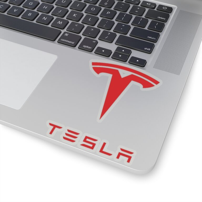 Tesla Logo Sticker - Red - Image 4