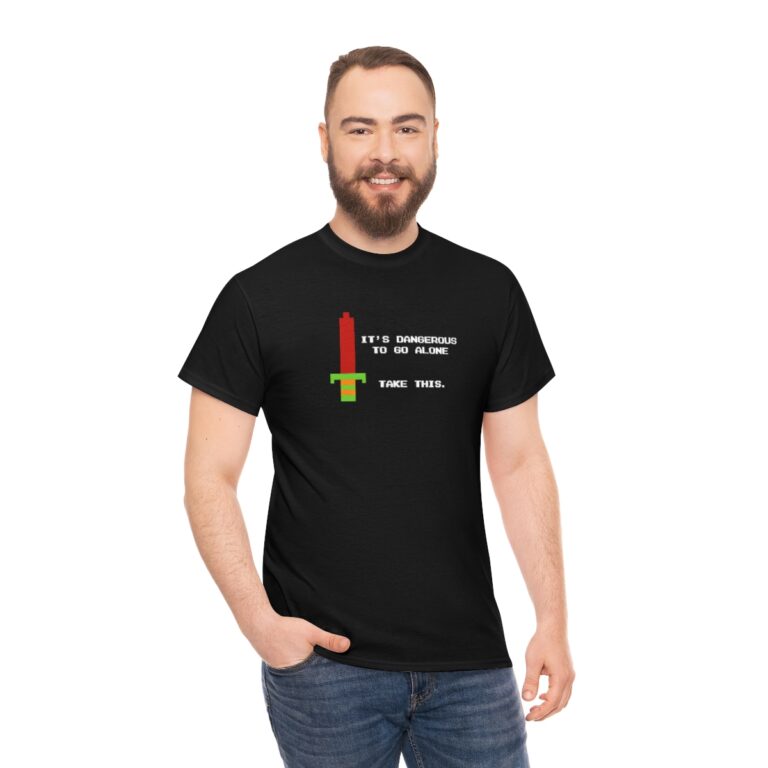 Zelda T-shirt - it's Dangerous to Go Alone, Take This Sword