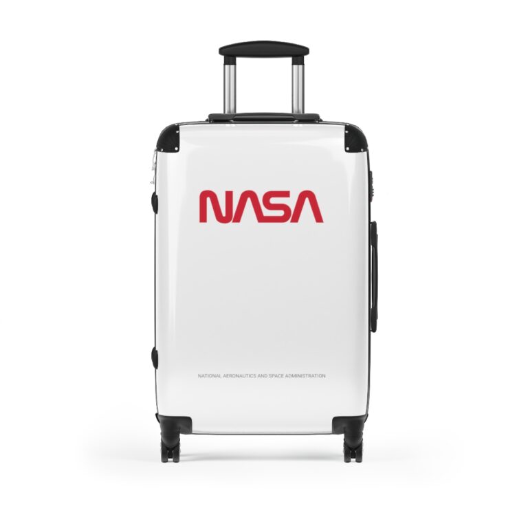 White NASA Luggage Wheeled Suitcase
