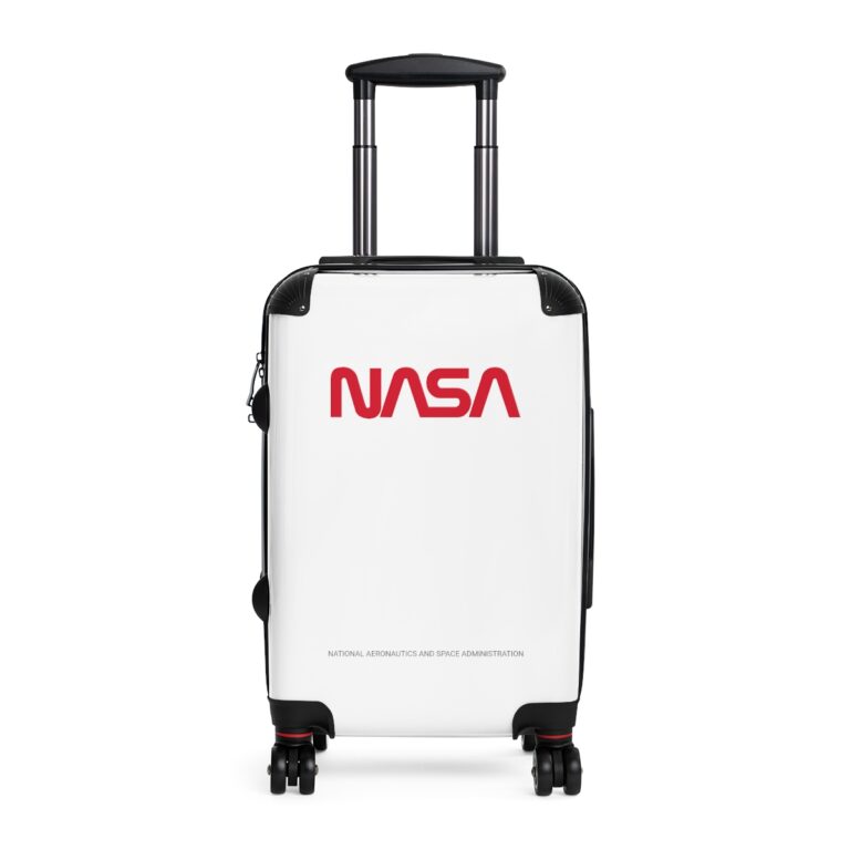 White NASA Luggage Wheeled Suitcase