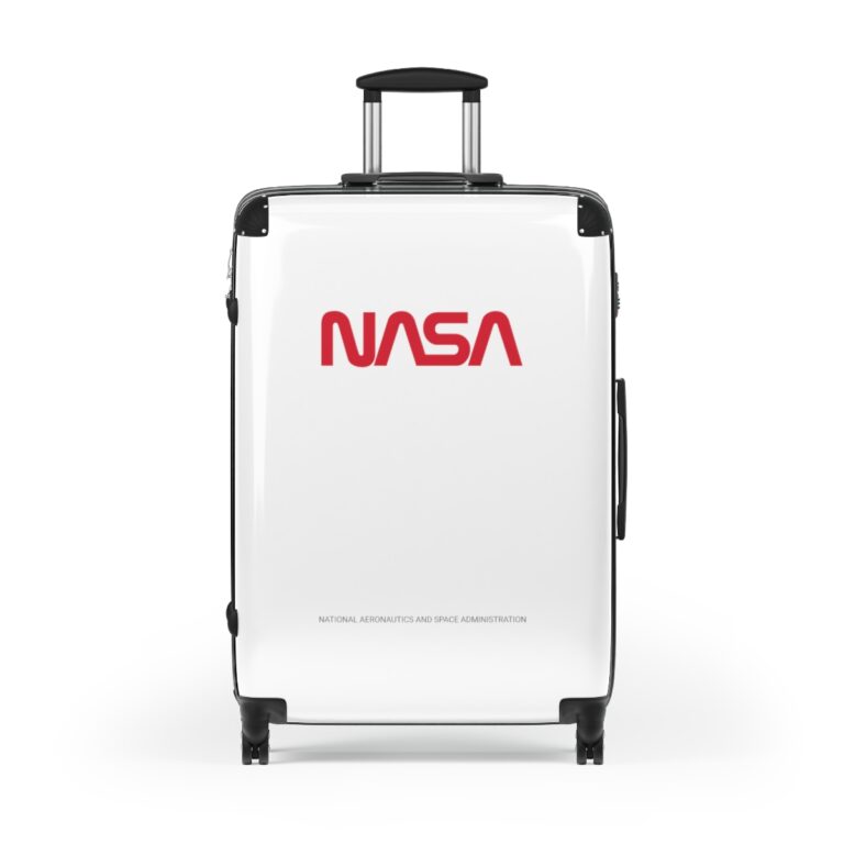 White NASA Luggage Wheeled Suitcase