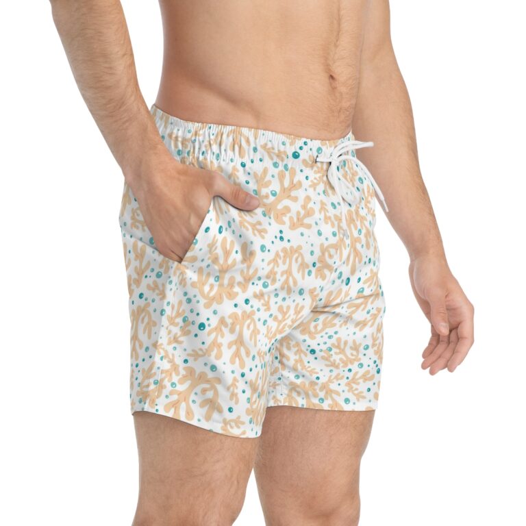 Coral Pattern Swim Trunks