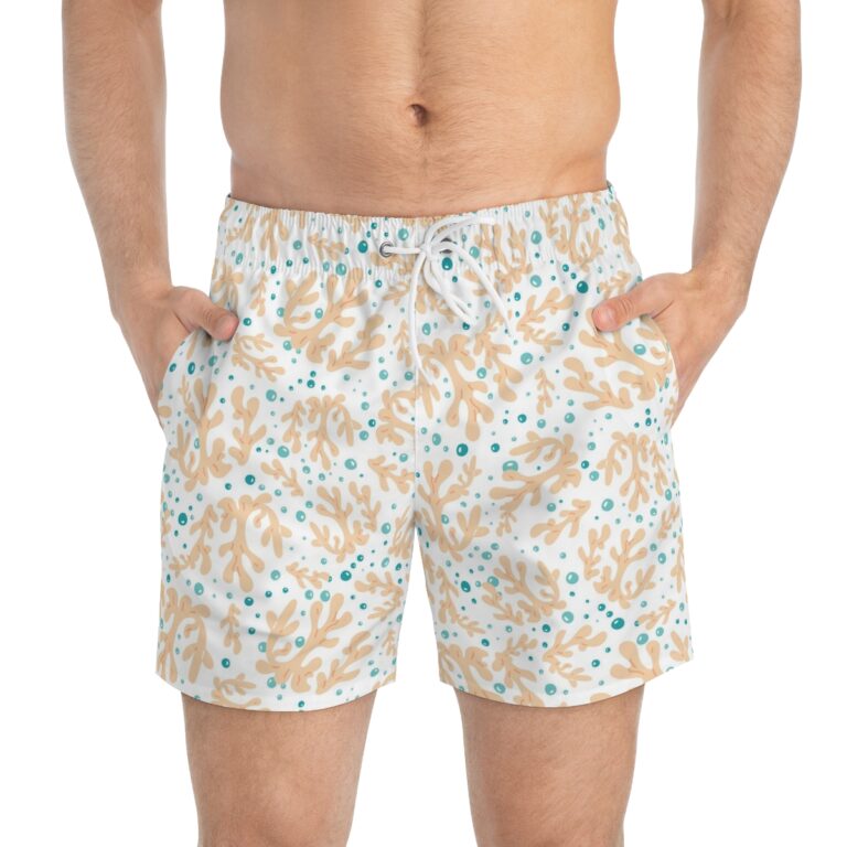 Coral Pattern Swim Trunks