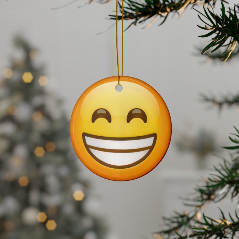 Ceramic Ornament of Beaming Face with Smiling Eyes Emoji