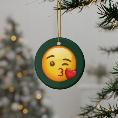 Ceramic Ornament of Blowing a Kiss Emoji