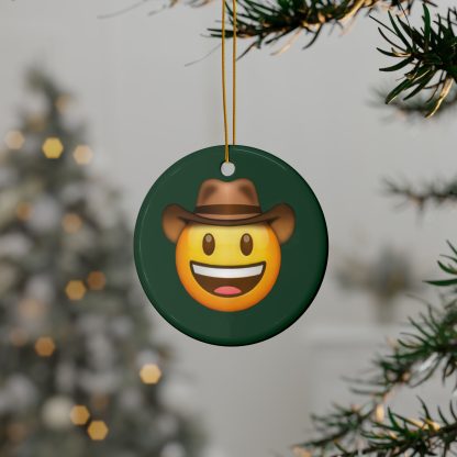 Ceramic Ornament of Cowboy Hat Face Emoji