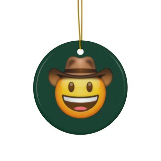 Ceramic Ornament of Cowboy Hat Face Emoji