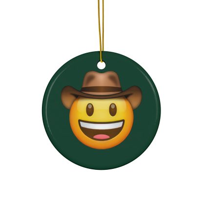 Ceramic Ornament of Cowboy Hat Face Emoji