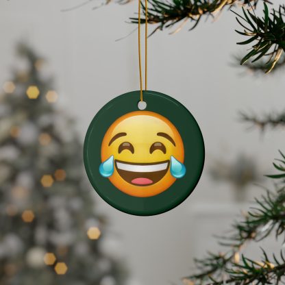 Ceramic Ornament of Face with Tears of Joy Emoji