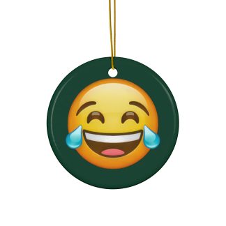 Ceramic Ornament of Face with Tears of Joy Emoji