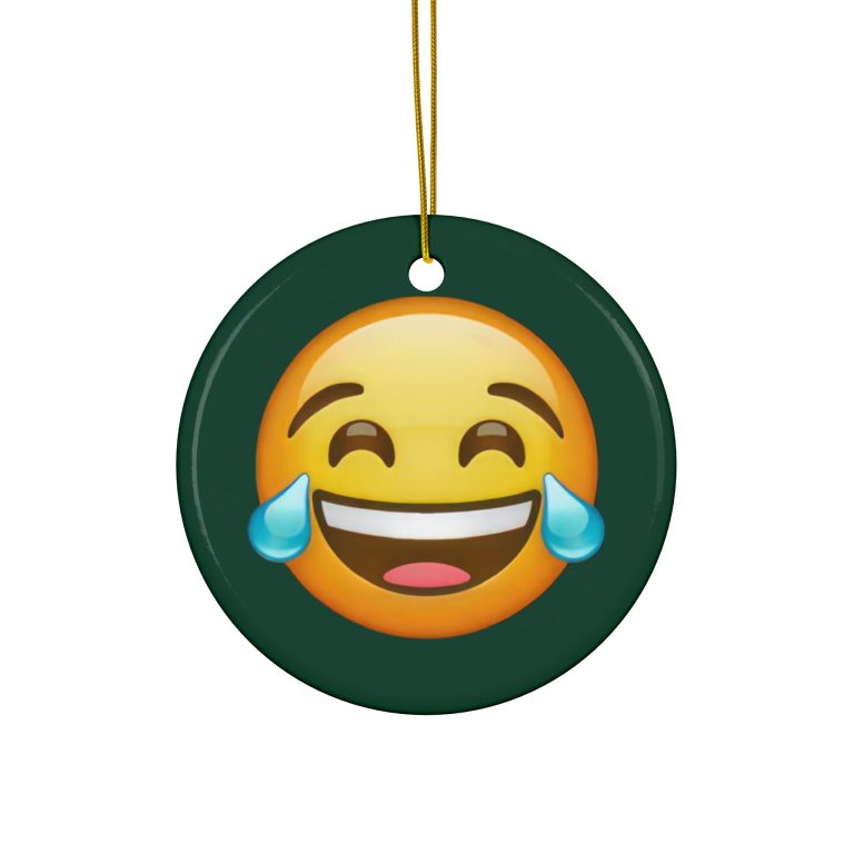 Ceramic Ornament of Face with Tears of Joy Emoji