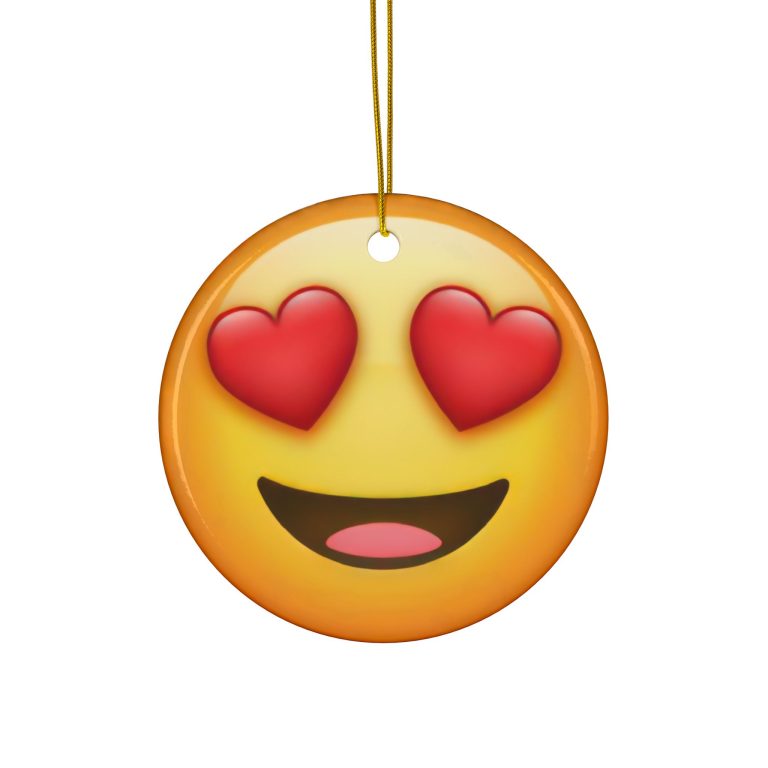 Ceramic Ornament of Heart Eyes Emoji