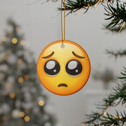 Ceramic Ornament of Pleading Face Emoji