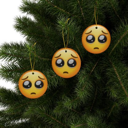 Ceramic Ornament of Pleading Face Emoji