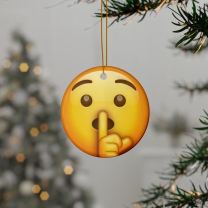 Ceramic Ornament of Shushing Face Emoji