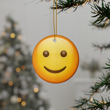 Ceramic Ornament of Slightly Smiling Face Emoji