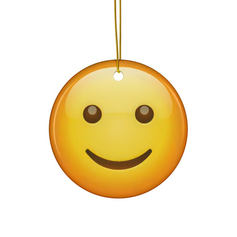 Ceramic Ornament of Slightly Smiling Face Emoji