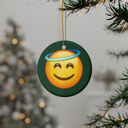 Ceramic Ornament of Smiling Face with Halo Emoji