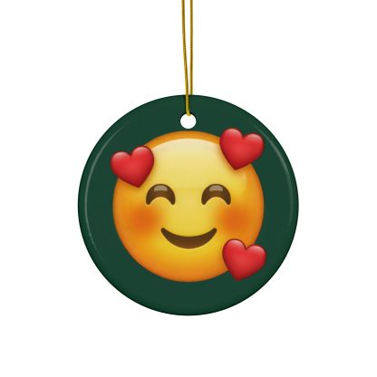 Ceramic Ornament of Smiling Face with Hearts Emoji