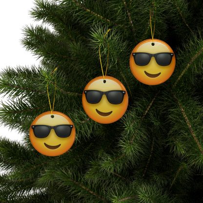 Ceramic Ornament of Smiling with Sunglasses Emoji