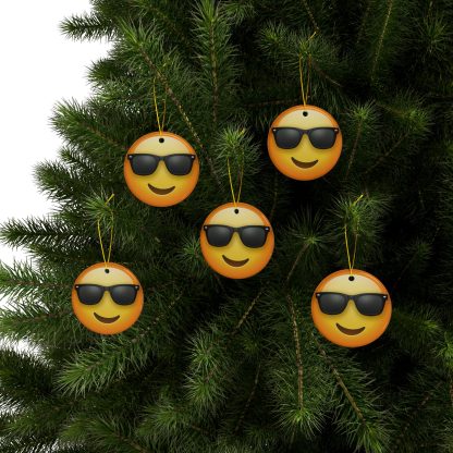 Ceramic Ornament of Smiling with Sunglasses Emoji