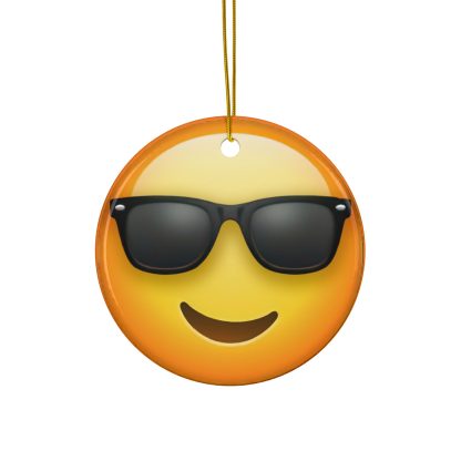 Ceramic Ornament of Smiling with Sunglasses Emoji