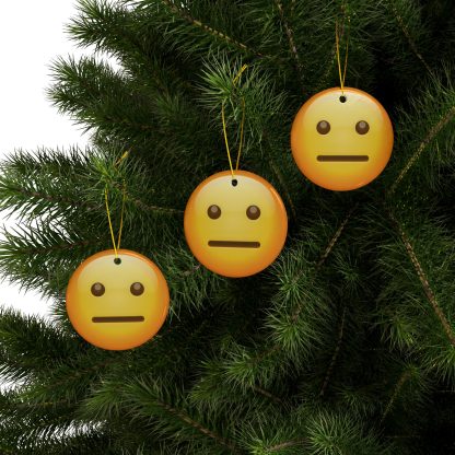 Ceramic Ornament of Straight Mouth Neutral Face Emoji