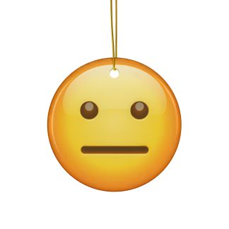 Ceramic Ornament of Straight Mouth Neutral Face Emoji