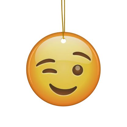 Ceramic Ornament of Winking Face Emoji