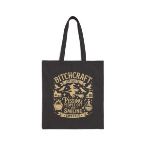 Bitchcraft Cotton Canvas Tote Bag | Witchy Tote for Shopping, Gifts, Halloween, Eco-Friendly Bag, Black Magic