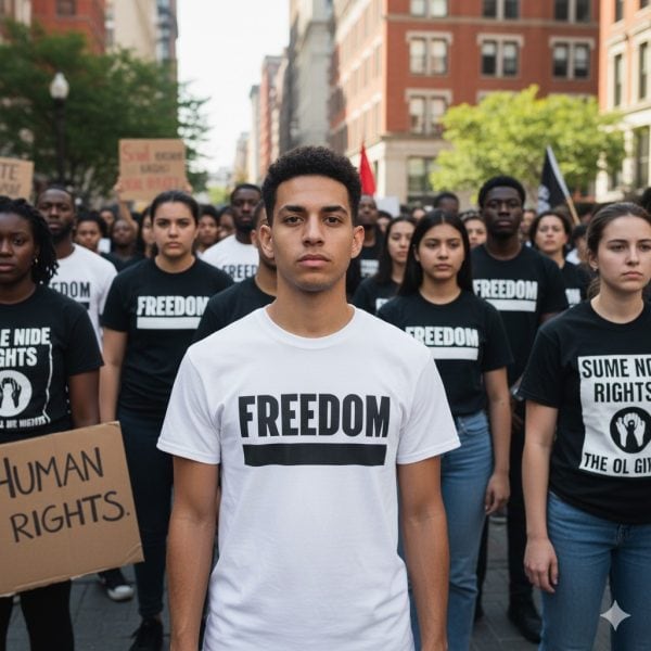 Black and White "Freedom" Unisex T-Shirt - Original Gildan Cotton S-5XL