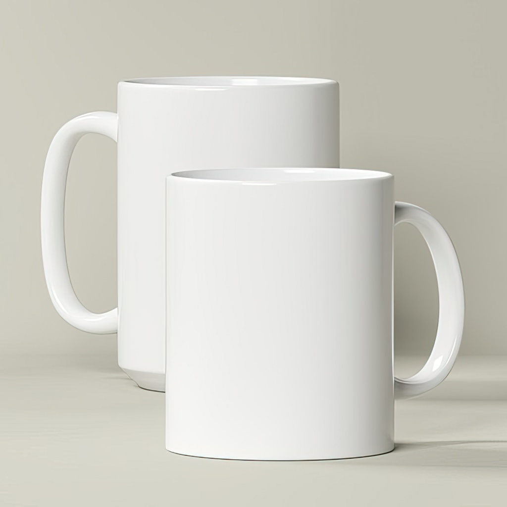White ceramic mugs