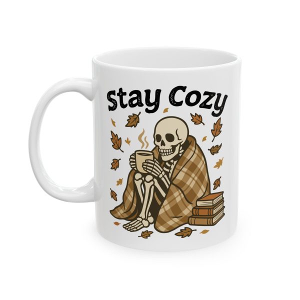 Cozy Halloween Ceramic Mug, Fall Coffee Cup, Witch Decor, Gift for Book Lovers, Seasonal Drinkware, Cute Tea Mug with Leaves
