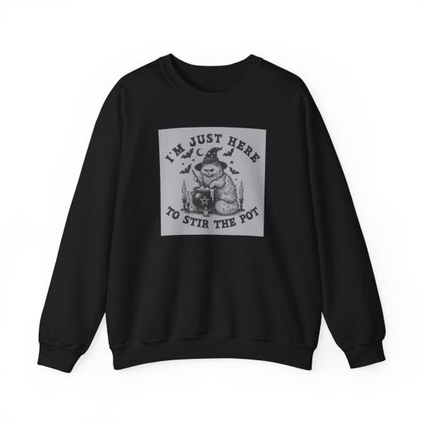 Cozy Witchy Gildan Sweatshirt with Stir the Pot Graphic, Fall Fashion, Halloween Apparel