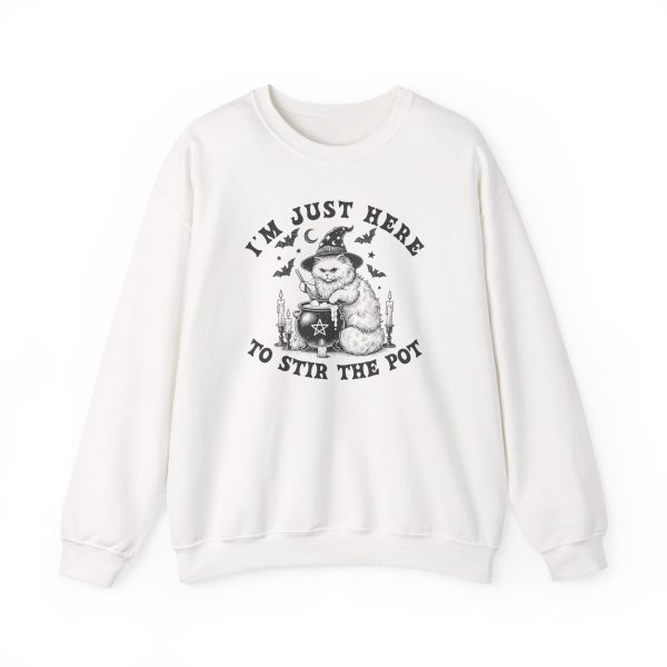 Cozy Witchy Gildan Sweatshirt with Stir the Pot Graphic, Fall Fashion, Halloween Apparel