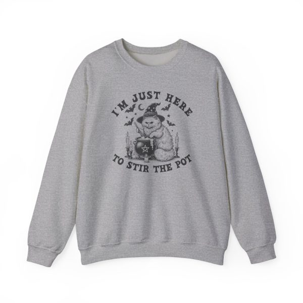 Cozy Witchy Gildan Sweatshirt with Stir the Pot Graphic, Fall Fashion, Halloween Apparel