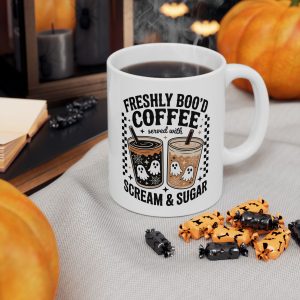 Halloween Trendy Mug, Boo'd Coffee with Scream, Funny Quote, Gift for Coffee Lover