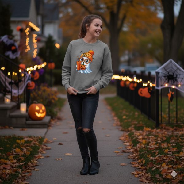 Teen & Kids Sweatshirt of Boo Jee Girly Ghost, Eyeglasses and Beanie, Special Halloween Gift
