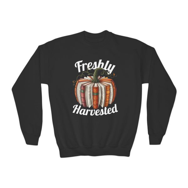 Teen & Kids Sweatshirt of Fall Book Pumpkin, Cozy Fall Kid's Apparel, Gildan Book Lover Gift
