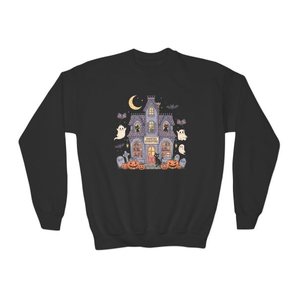 Teen & Kids Sweatshirt of Haunted Bookstore, Spooky Halloween Kid's Apparel, Gildan Fall Fashion for Kids