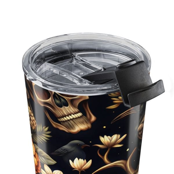 Dark Academia Aesthetic Mug, Luxury Black & Gold Tumbler, Insulated Coffee Cup Gift for Her, Prestige Fashion