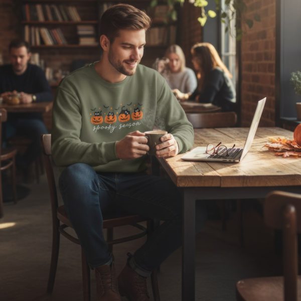 Halloween Cat and Pumpkin Sweatshirt, Cozy Unisex Fall Apparel, Spooky Season Crew, Perfect for Halloween Gatherings, Gift for Friends
