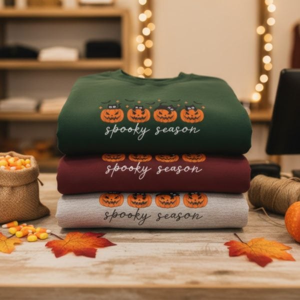 Teen & Kids Cozy Sweatshirt, Spooky Season Cats, Kids Halloween Apparel, Pumpkin Sweatshirt, Cozy Fall Sweater