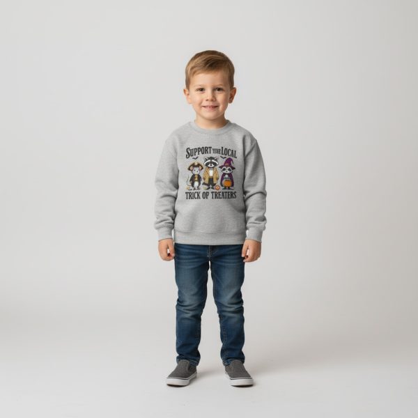 Youth Sweatshirt Support Your Local Trick or Treaters | Funny Kids/Teen Halloween Costume Top | Boys Girls Spooky Season Sweater