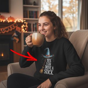 Youth Witch Sweatshirt, Funny Halloween Drive a Stick, Broomstick Sweater, Teen Wizard Costume, Fall Gift for Girls