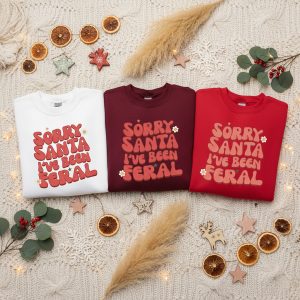 Youth Sweatshirt Sorry Santa I've Been Feral | Funny Teen Christmas Jumper | Feral Era Christmas Gift | Y2K Aesthetic Holiday Top | Trendy Gen Z Xmas
